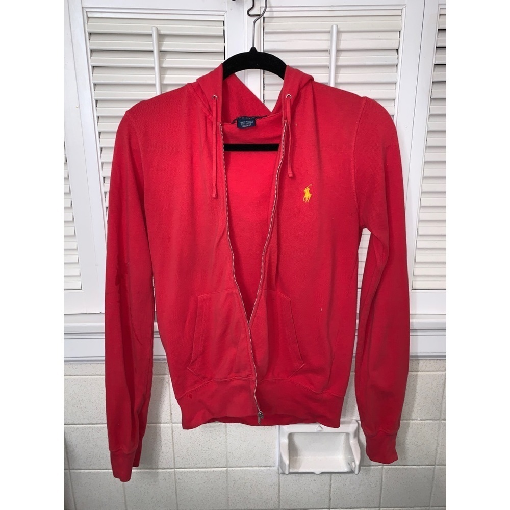 Ralph Lauren 100% Cotton Melon Knit Zip-Up Hoodie - Picture 1 of 5